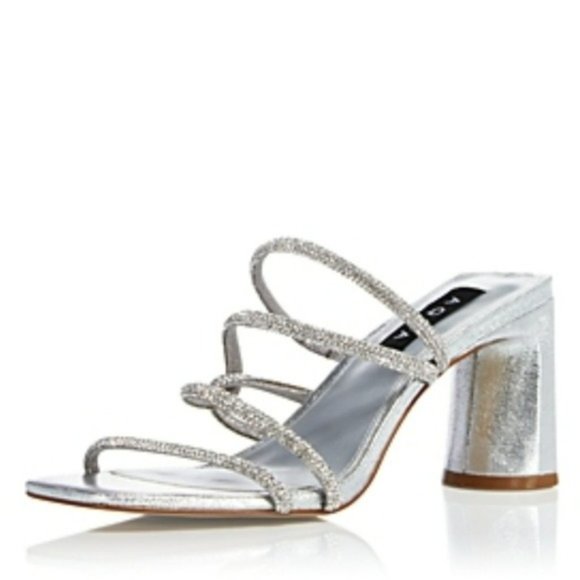 Aqua Shoes - Aqua Livyr Rhinestone High Heel Slide Sandals -8.5